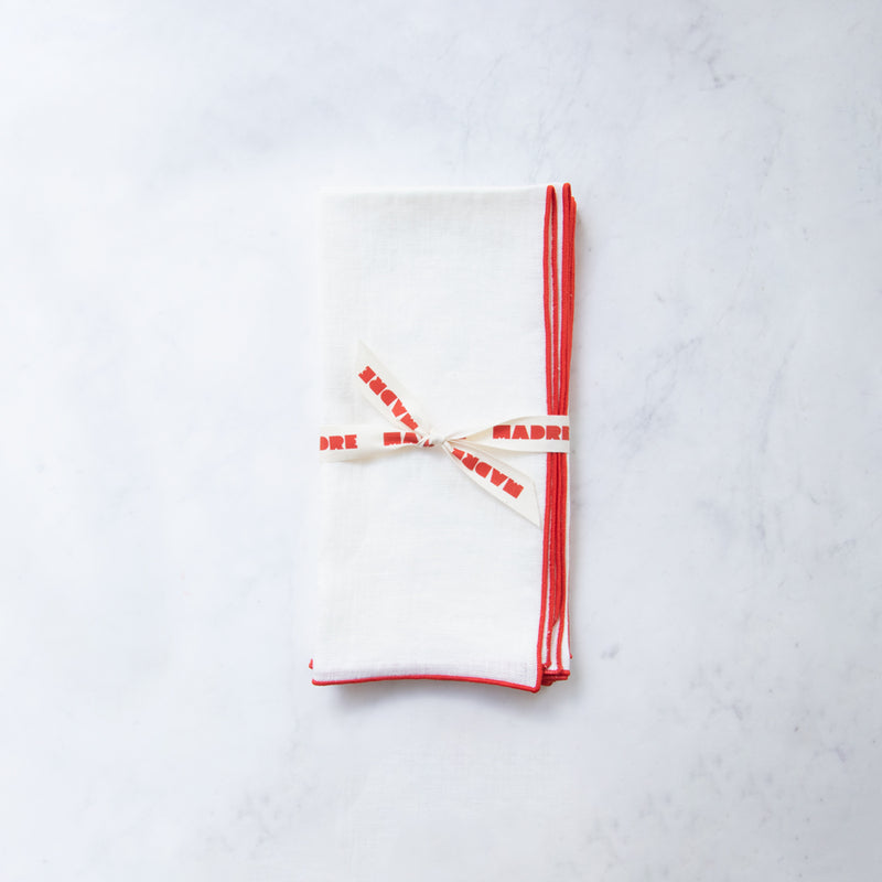 MADRE Large Napkin Set Leche x Red