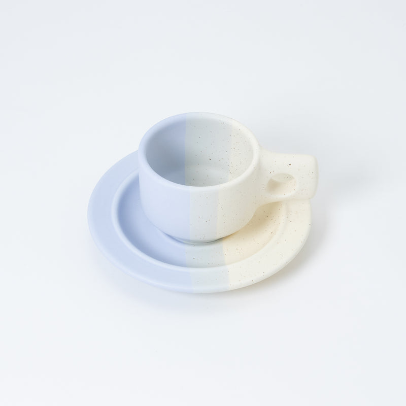 Color Block Line Flat Cup & Saucer Outremer