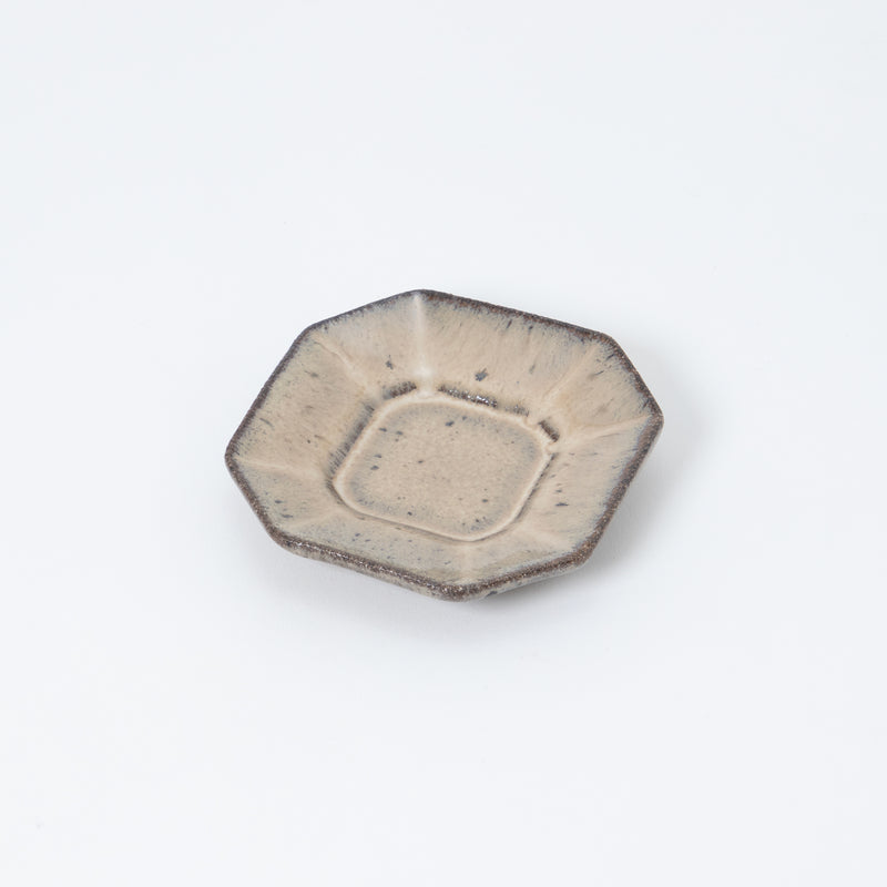 fru Octagonal Plate 9.5cm Shiitake