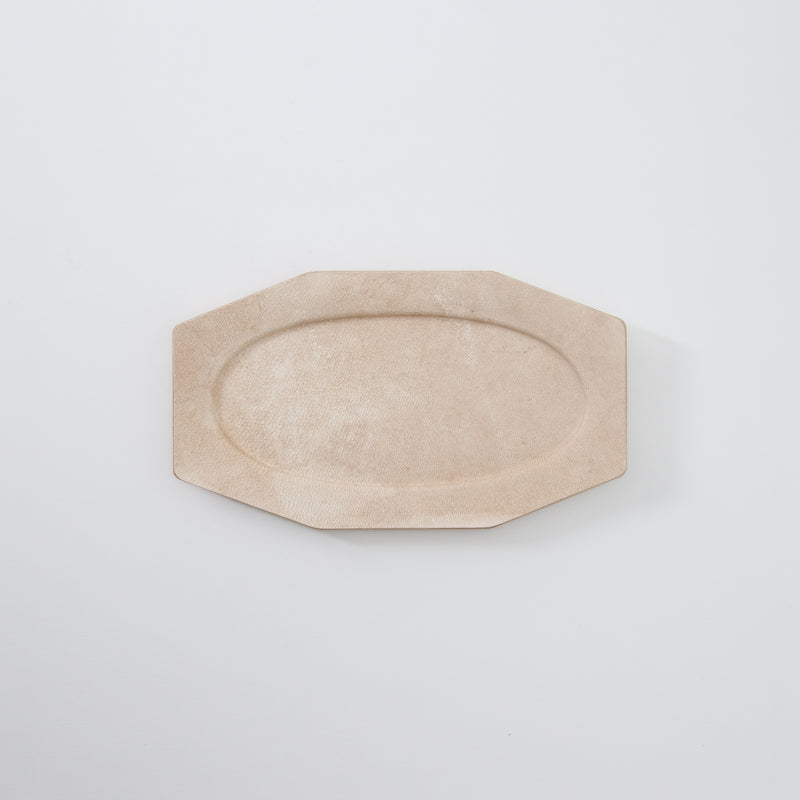 Leather Oval Tray Large Beige