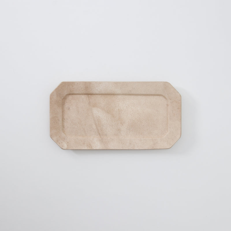 Leather Octagonal Tray Large Beige