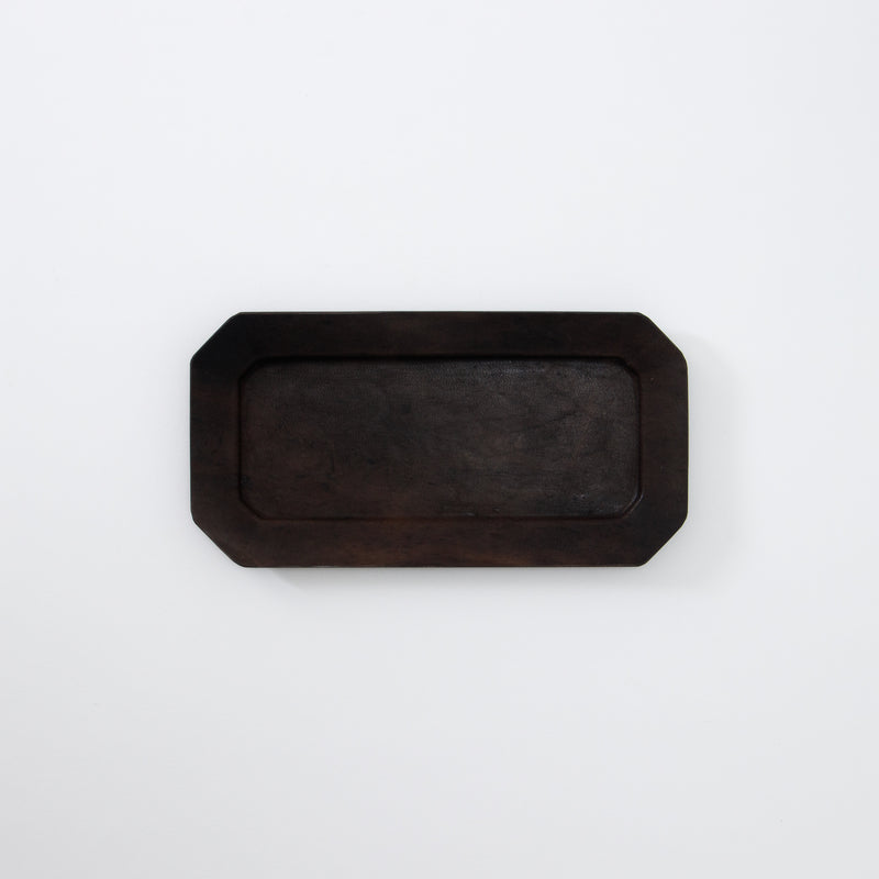 Leather Octagonal Tray Large Brown