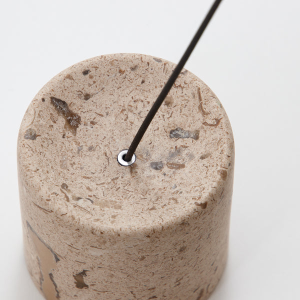 GF&CO. Marble Incense Stand Travertine (short)