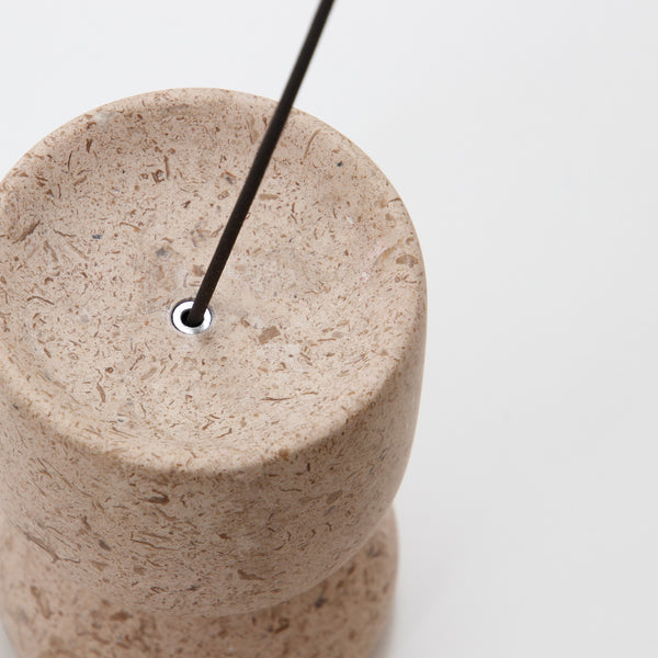 GF&CO. Marble Incense Stand Travertine (Tall)