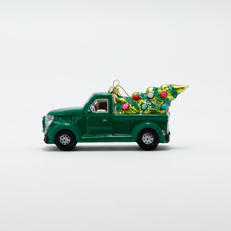 Christmas Ornament Greeting Truck Green