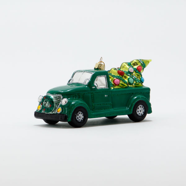 Christmas Ornament Greeting Truck Green