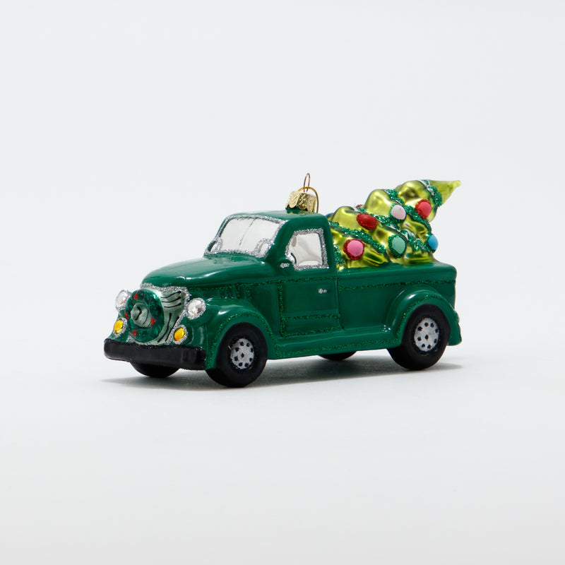 Christmas Ornament Greeting Truck Green