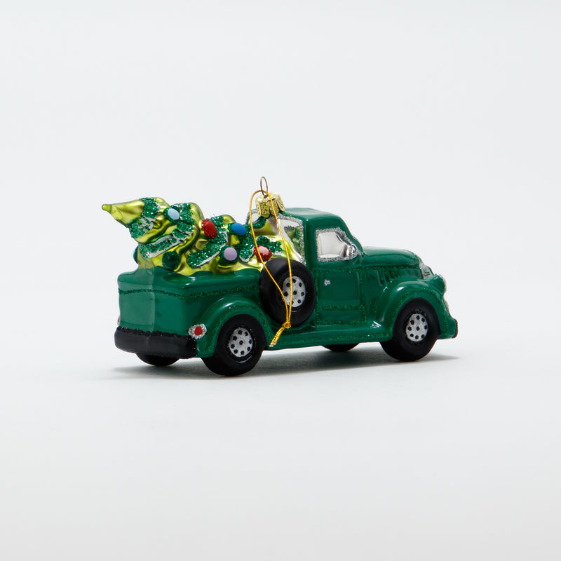 Christmas Ornament Greeting Truck Green
