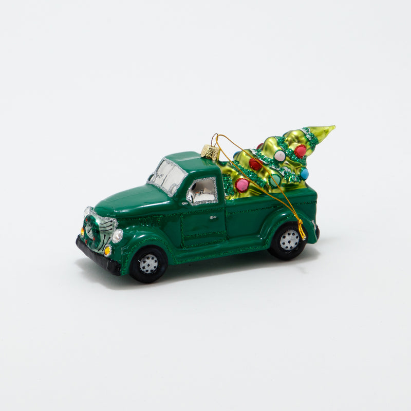Christmas Ornament Greeting Truck Green