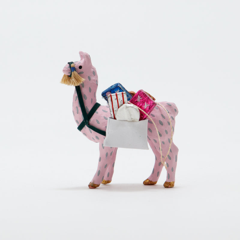 Christmas Ornament Merriment Lama Pink