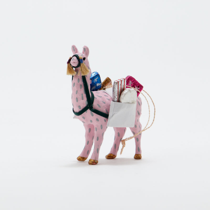 Christmas Ornament Merriment Lama Pink