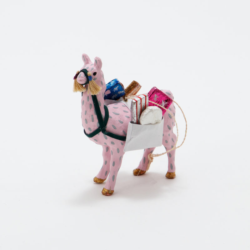 Christmas Ornament Merriment Lama Pink