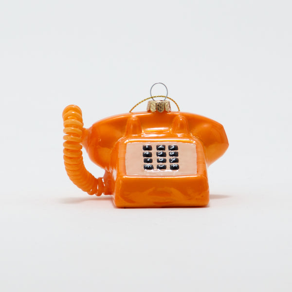 Christmas Ornament Old Telephone Orange
