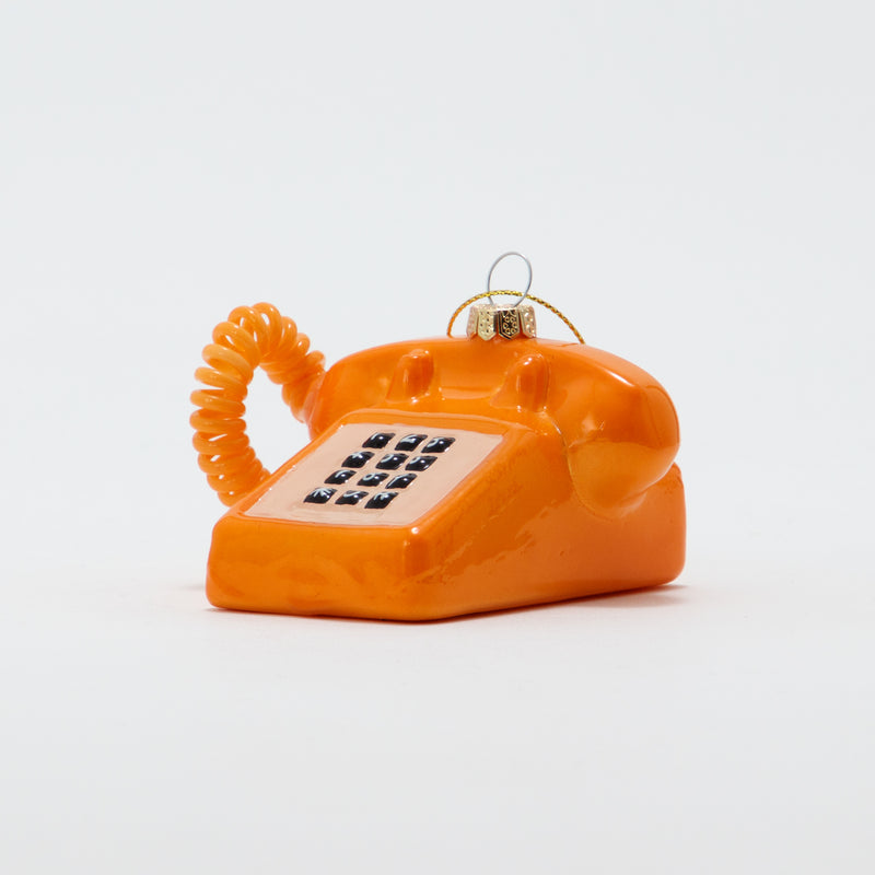 Christmas Ornament Old Telephone Orange