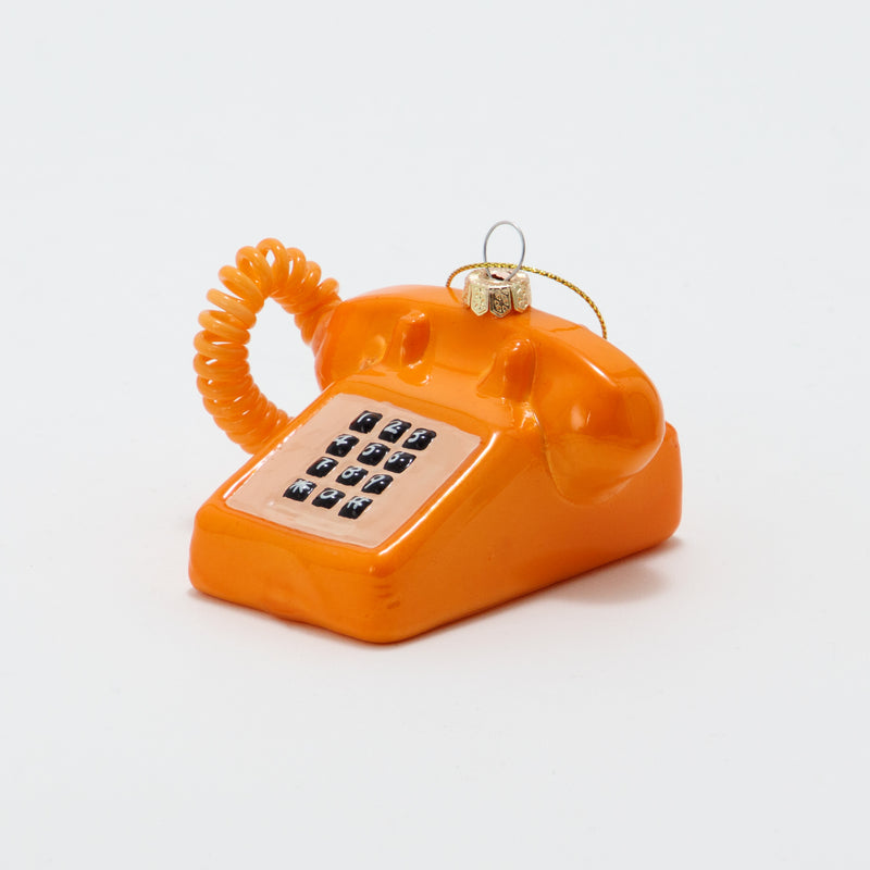 Christmas Ornament Old Telephone Orange