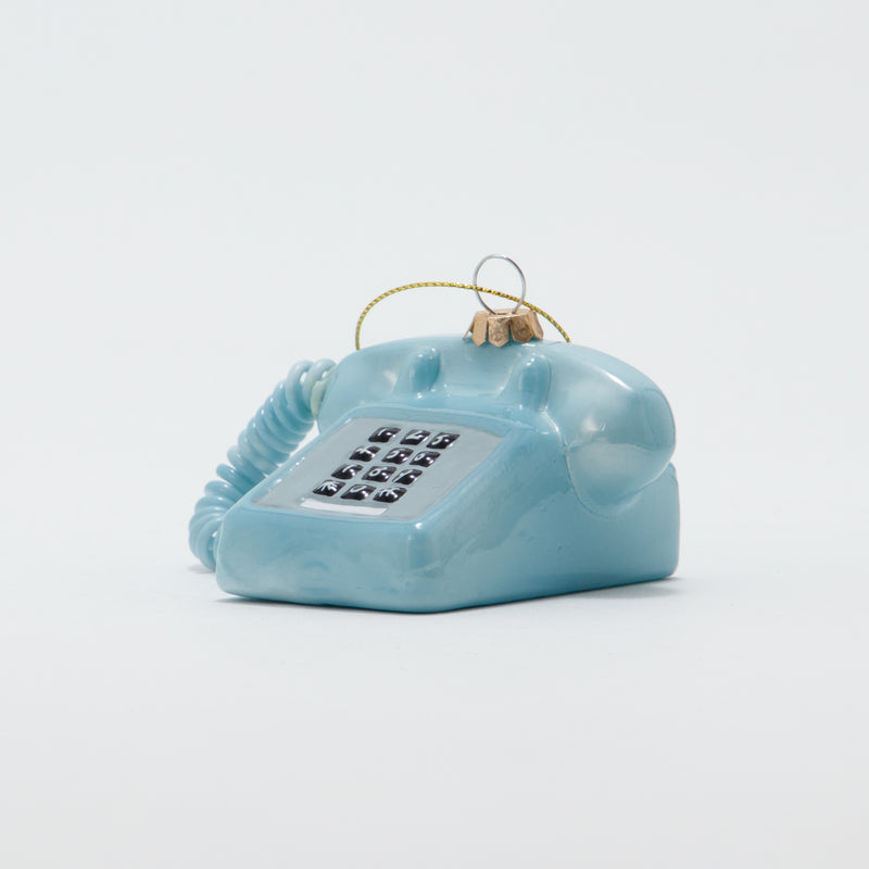 Christmas Ornament Old Telephone Blue