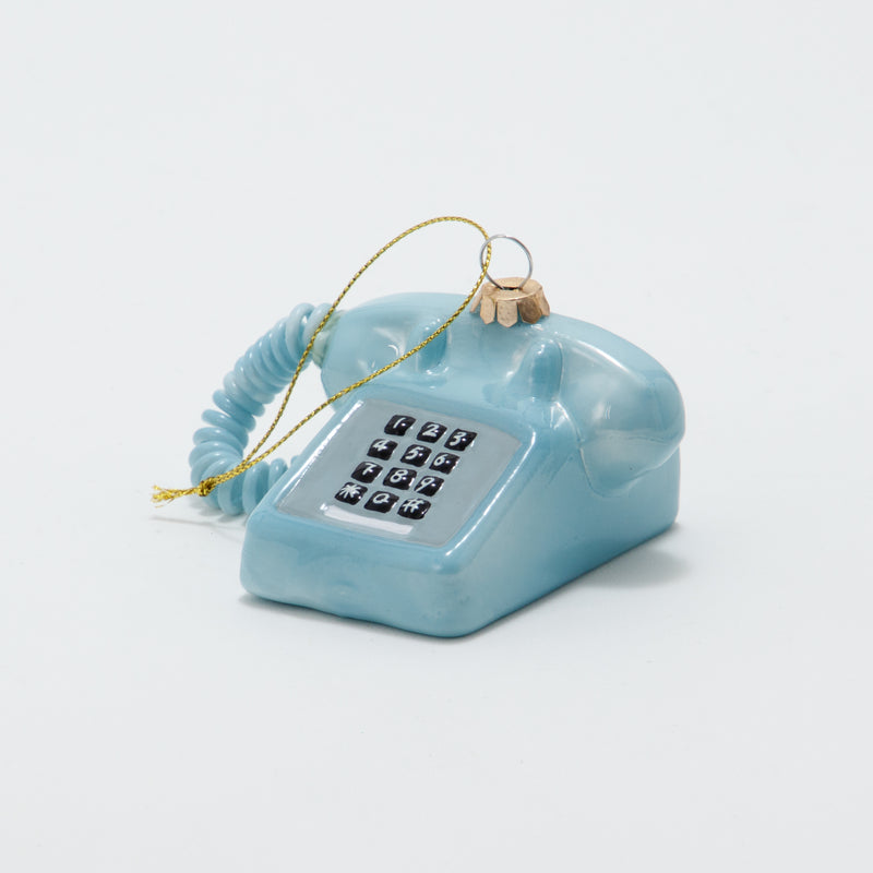 Christmas Ornament Old Telephone Blue
