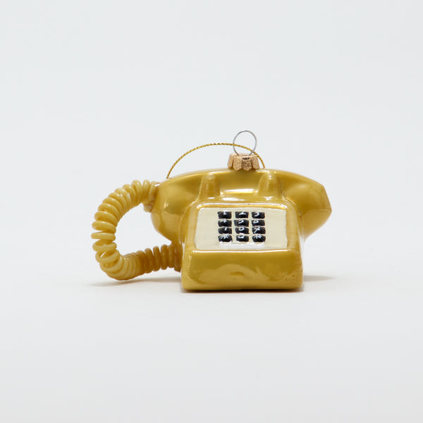 Christmas Ornament Old Telephone Yellow