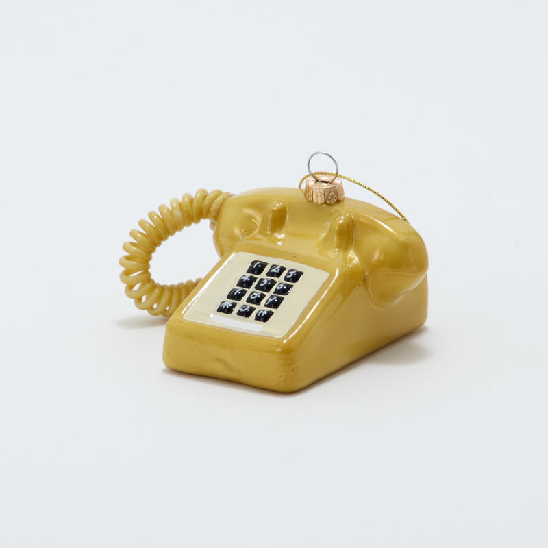 Christmas Ornament Old Telephone Yellow