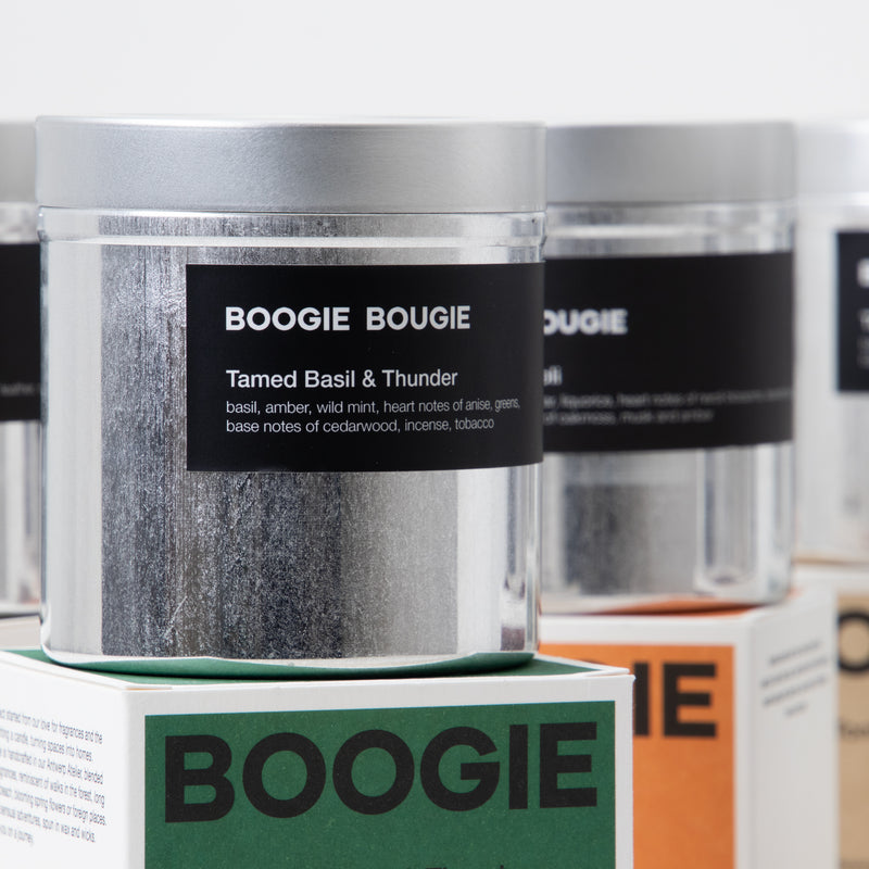 Boogie Bougie Candle Tamed Basil & Thunder