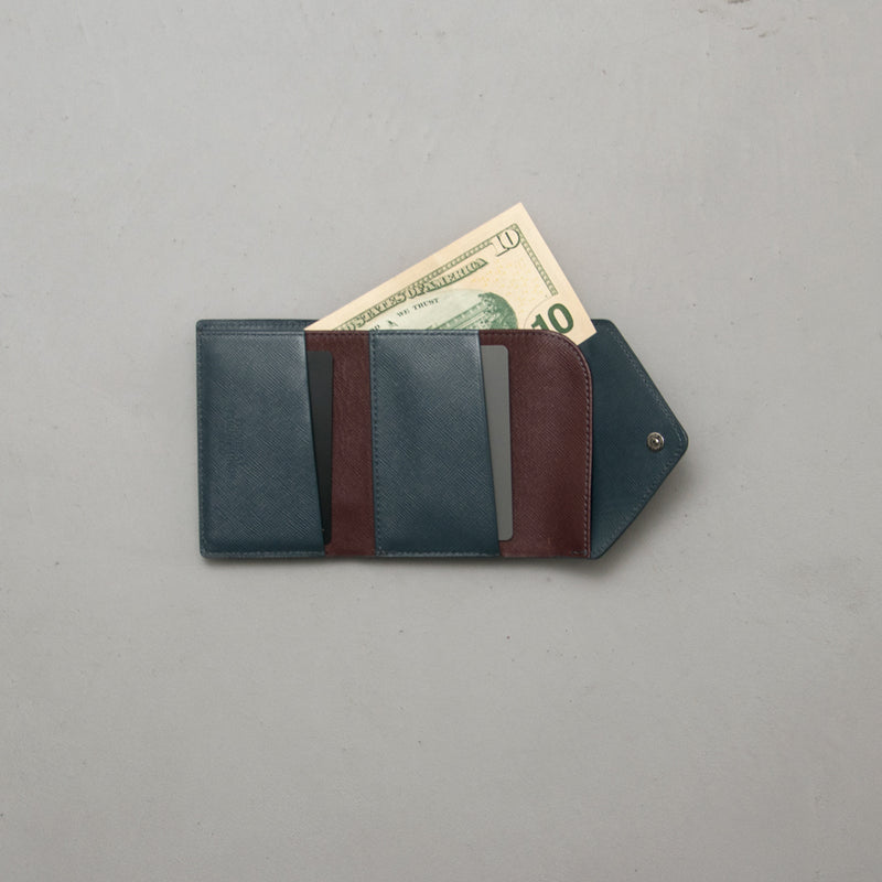 GF&CO. Tri-fold Wallet Navy × Burgundy