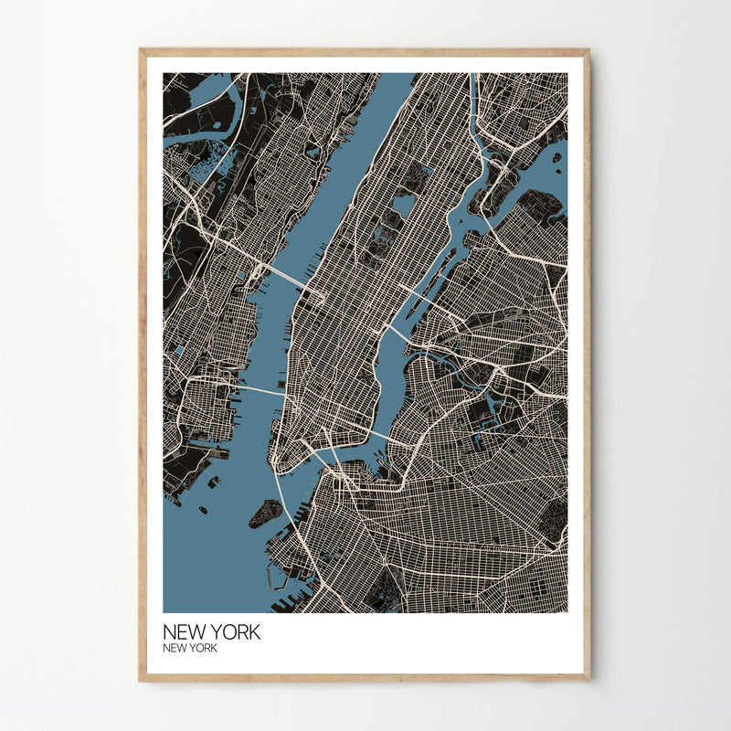 New York Graphic Map Design Print